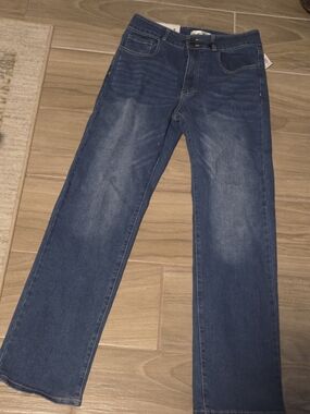 Stretchy Straight Leg Jeans - Dark Blue